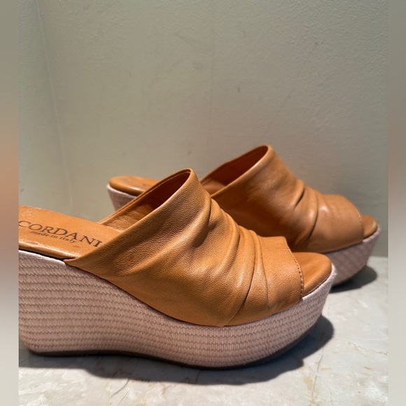 Cordani Made in Italy Leather slides platform shoes sandals curio brown color 38 - Picture 9 of 10